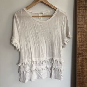 H&M pompom white tee